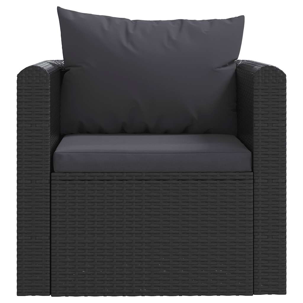 Fauteuil Met Kussens Poly Rattan Zwart 1