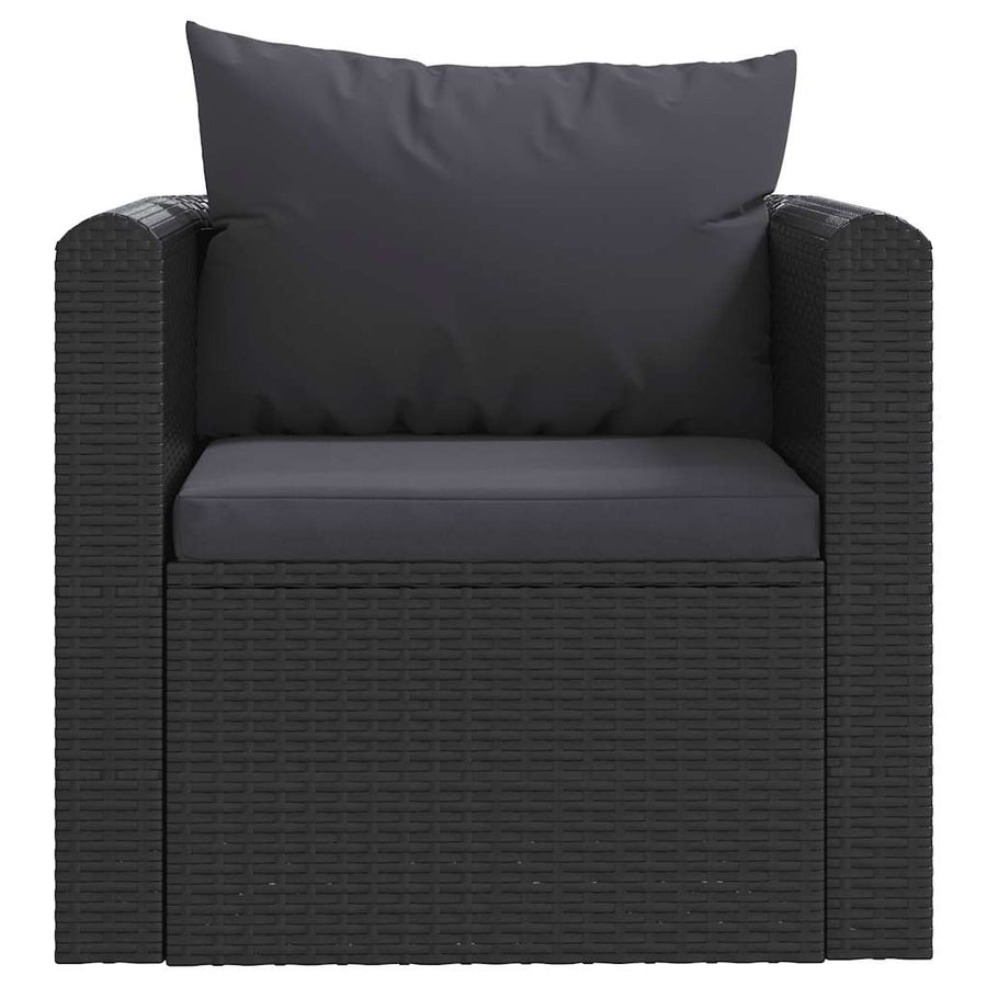 Fauteuil Met Kussens Poly Rattan Zwart 1