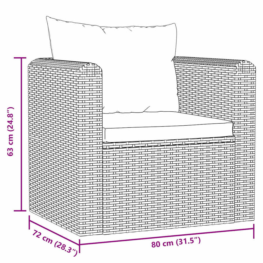 Fauteuil Met Kussens Poly Rattan Zwart 1