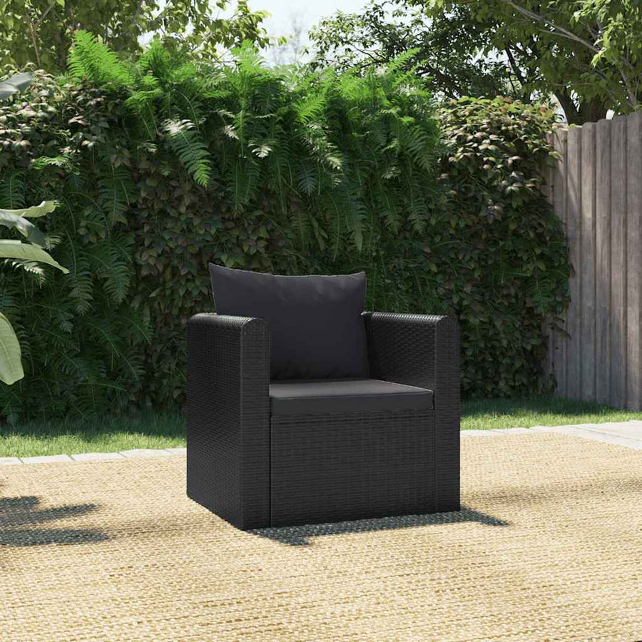 Fauteuil Met Kussens Poly Rattan Zwart 1