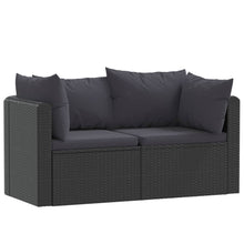 2-Delige Loungeset Met Kussens Poly Rattan Zwart Tweezitsbank