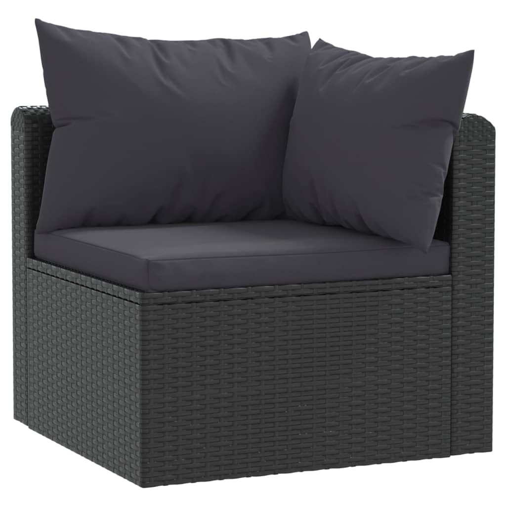 2-Delige Loungeset Met Kussens Poly Rattan Zwart Tweezitsbank