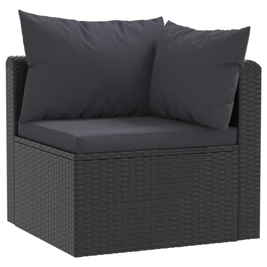 2-Delige Loungeset Met Kussens Poly Rattan Zwart Tweezitsbank