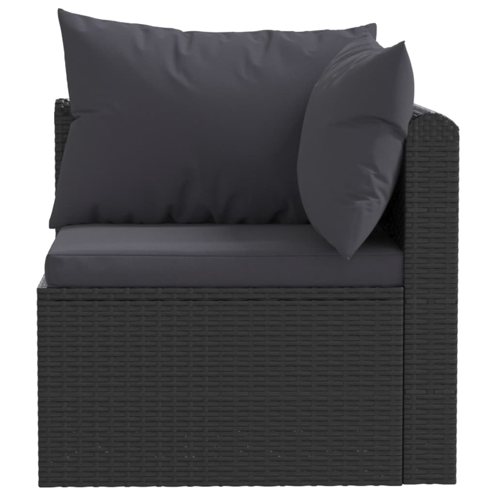 2-Delige Loungeset Met Kussens Poly Rattan Zwart Tweezitsbank