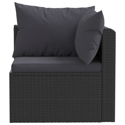 2-Delige Loungeset Met Kussens Poly Rattan Zwart Tweezitsbank