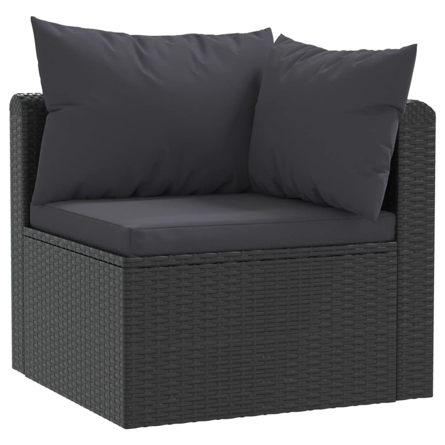 4-Delige Loungeset Met Kussens Poly Rattan Zwart Vierzitsbank
