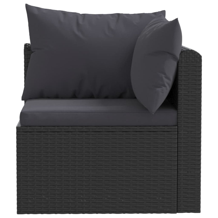 4-Delige Loungeset Met Kussens Poly Rattan Zwart Vierzitsbank