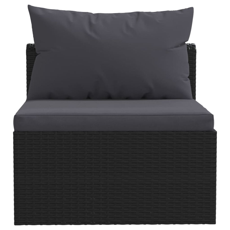 4-Delige Loungeset Met Kussens Poly Rattan Zwart Vierzitsbank