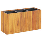 Plantenbak massief acaciahout 3 potten 66.5x25x35 cm