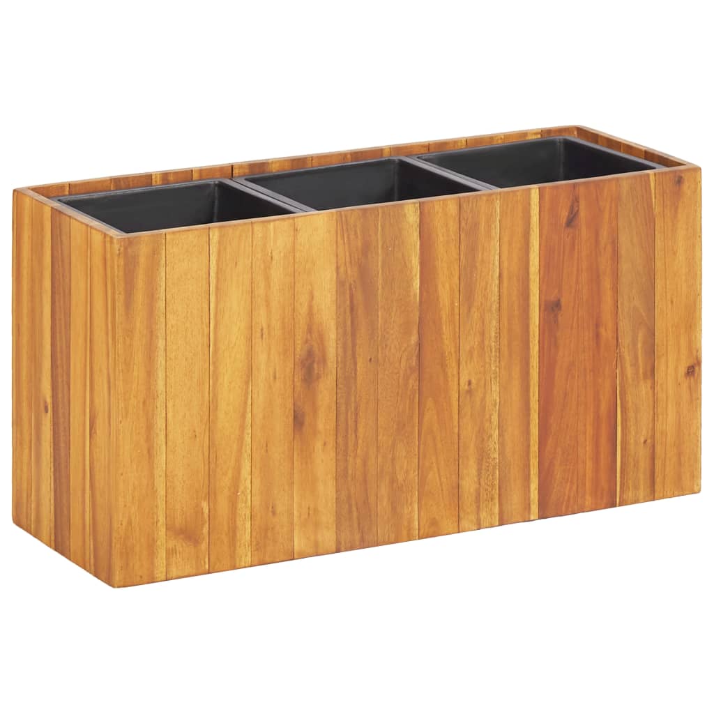 Plantenbak Verhoogd Met 3 Potten Massief Acaciahout 66.5 x 25 x 35 cm