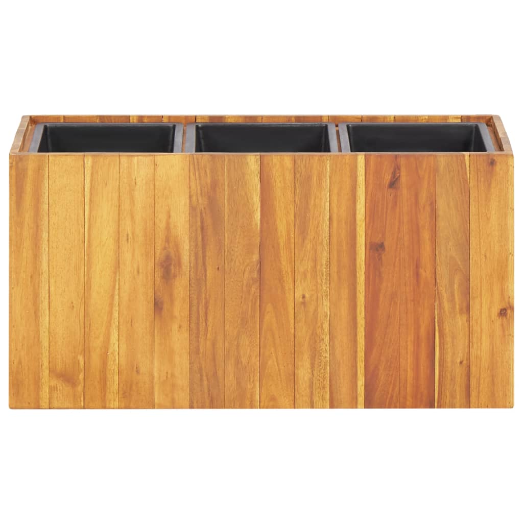 Plantenbak Verhoogd Met 3 Potten Massief Acaciahout 66.5 x 25 x 35 cm