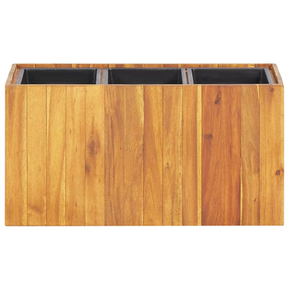 Plantenbak Verhoogd Met 3 Potten Massief Acaciahout 66.5 x 25 x 35 cm