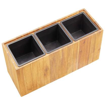 Plantenbak Verhoogd Met 3 Potten Massief Acaciahout 66.5 x 25 x 35 cm