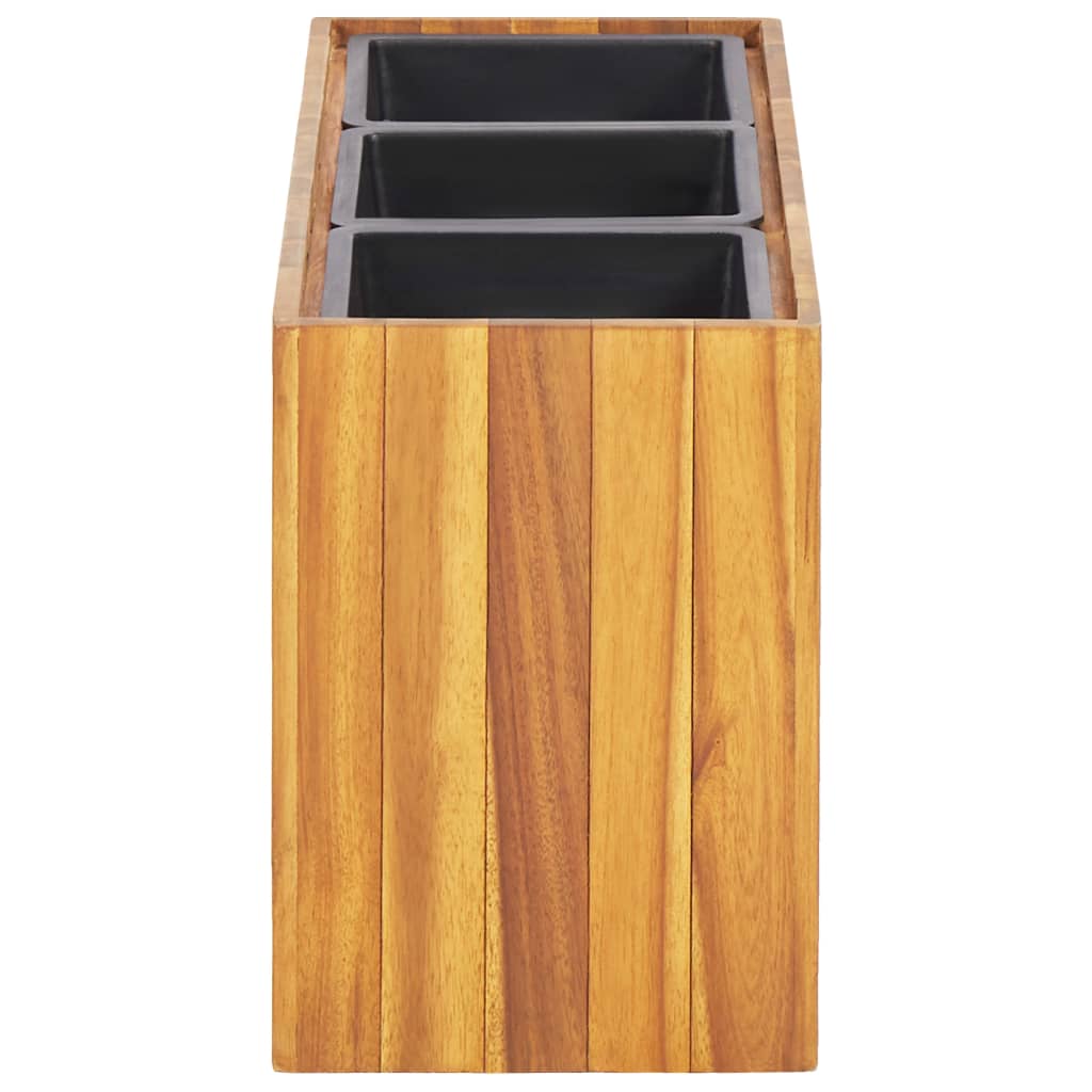 Plantenbak Verhoogd Met 3 Potten Massief Acaciahout 66.5 x 25 x 35 cm