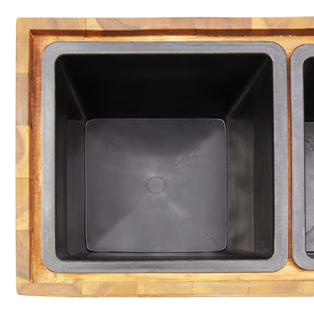 Plantenbak Verhoogd Met 3 Potten Massief Acaciahout 66.5 x 25 x 35 cm
