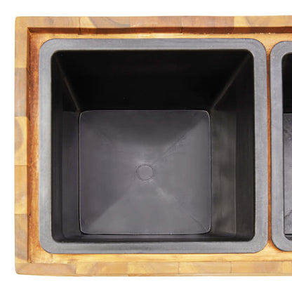 Plantenbak Verhoogd Met 3 Potten Massief Acaciahout 66.5 x 25 x 35 cm