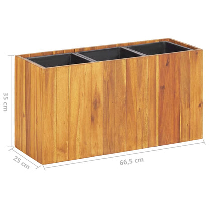 Plantenbak Verhoogd Met 3 Potten Massief Acaciahout 66.5 x 25 x 35 cm
