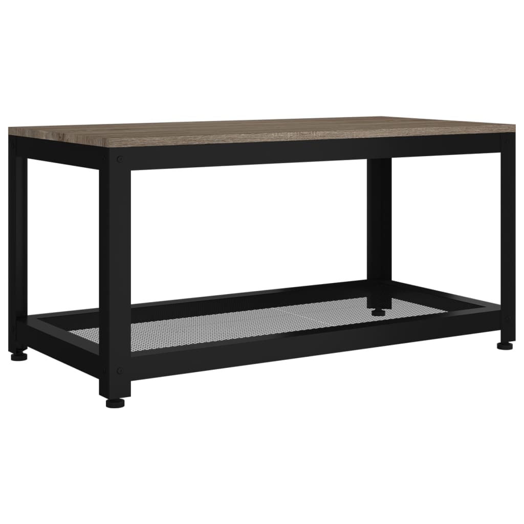 Salontafel 90X45X45 Cm Mdf En Ijzer En Zwart Grijs