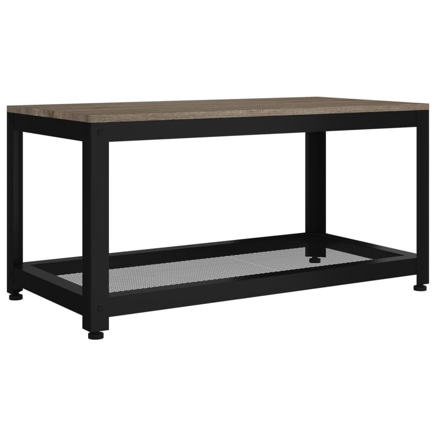 Salontafel 90X45X45 Cm Mdf En Ijzer En Zwart Grijs