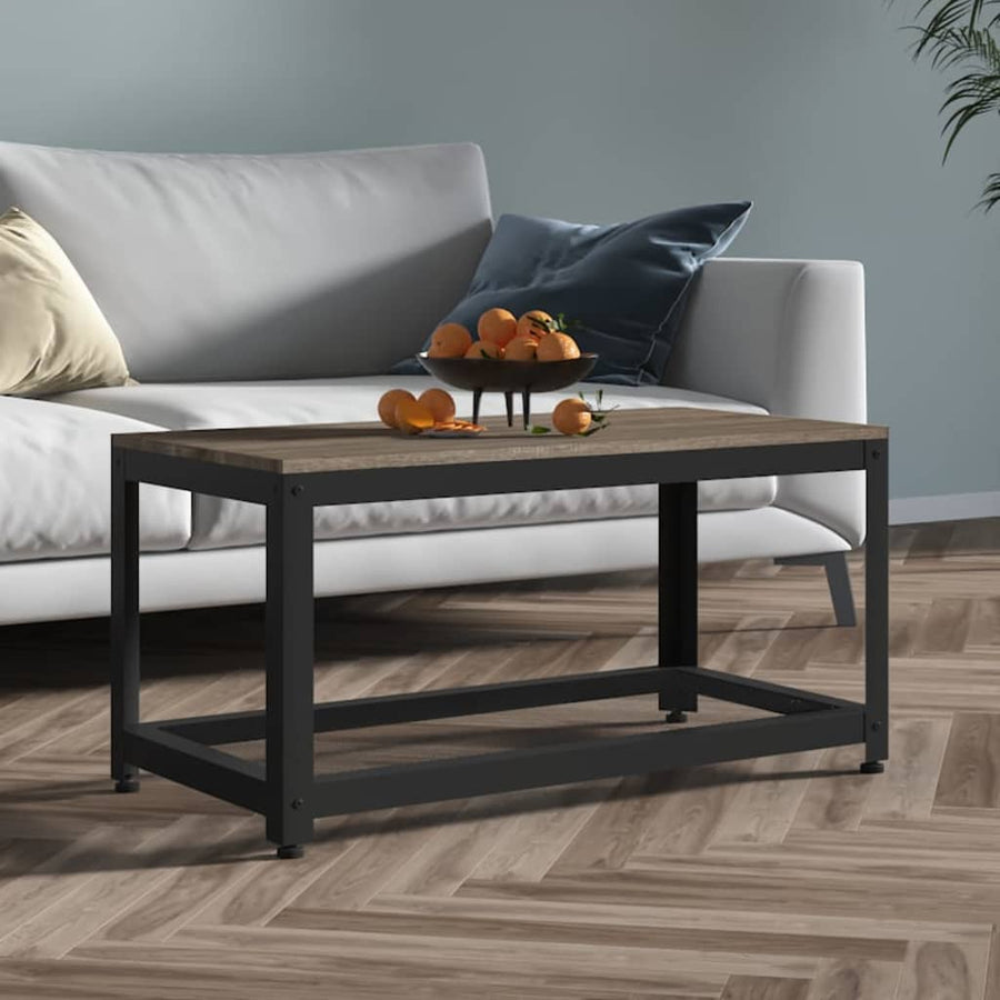Salontafel 90X45X45 Cm Mdf En Ijzer En Zwart Grijs