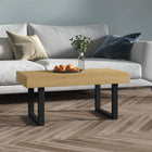 Coffee table 90x45x40 cm MDF and iron light brown and black