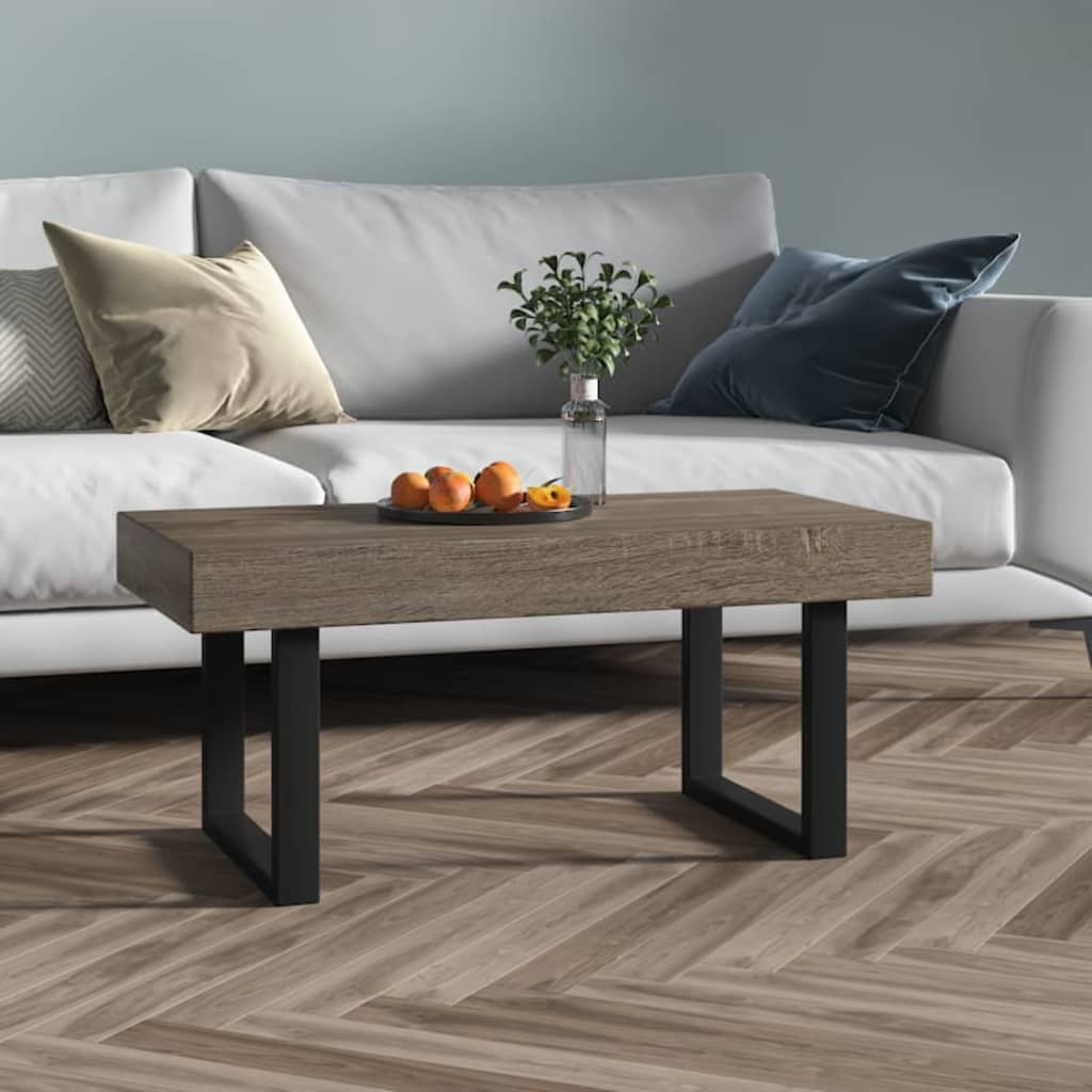 Salontafel 90X45X40 Cm Mdf En Ijzer Grijs En Zwart