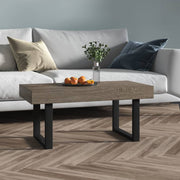 Salontafel 90x45x40 cm MDF ijzer grijs zwart