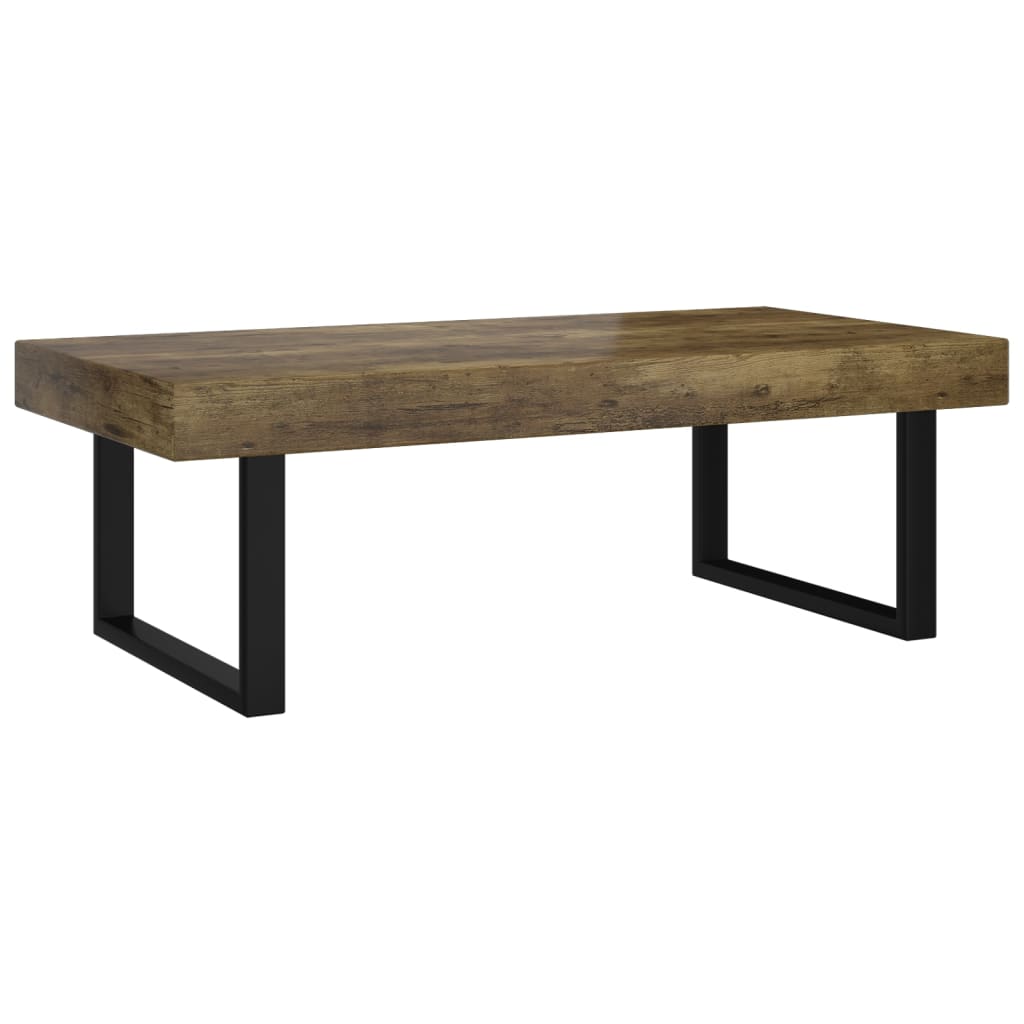 Salontafel 20X60X40 Cm Mdf En Ijzer En Zwart Donkerbruin