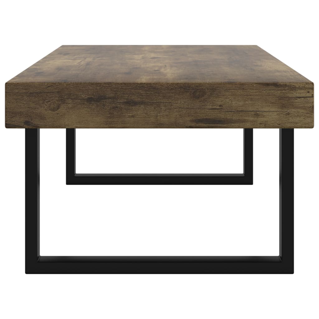 Salontafel 20X60X40 Cm Mdf En Ijzer En Zwart Donkerbruin