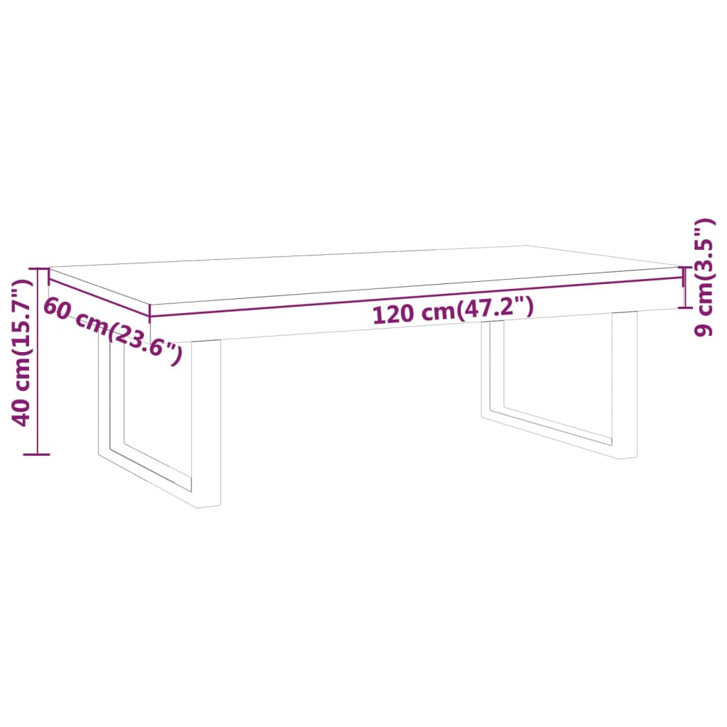 Salontafel 20X60X40 Cm Mdf En Ijzer En Zwart Donkerbruin