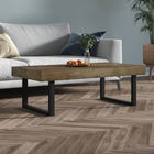 Coffee table 120x60x40 cm MDF and iron dark brown and black