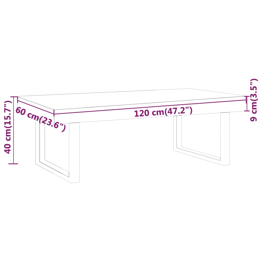 Salontafel 120X60X40 Cm Mdf En Ijzer Grijs En Zwart