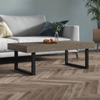 Coffee table 120x60x40 cm MDF and iron grey and black