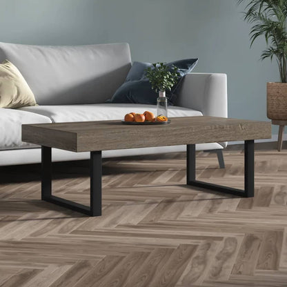 Salontafel 120X60X40 Cm Mdf En Ijzer Grijs En Zwart