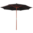 Parasol Met Houten Paal 300X258 Cm Zwart