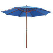 Parasol 300 cm houten paal blauw