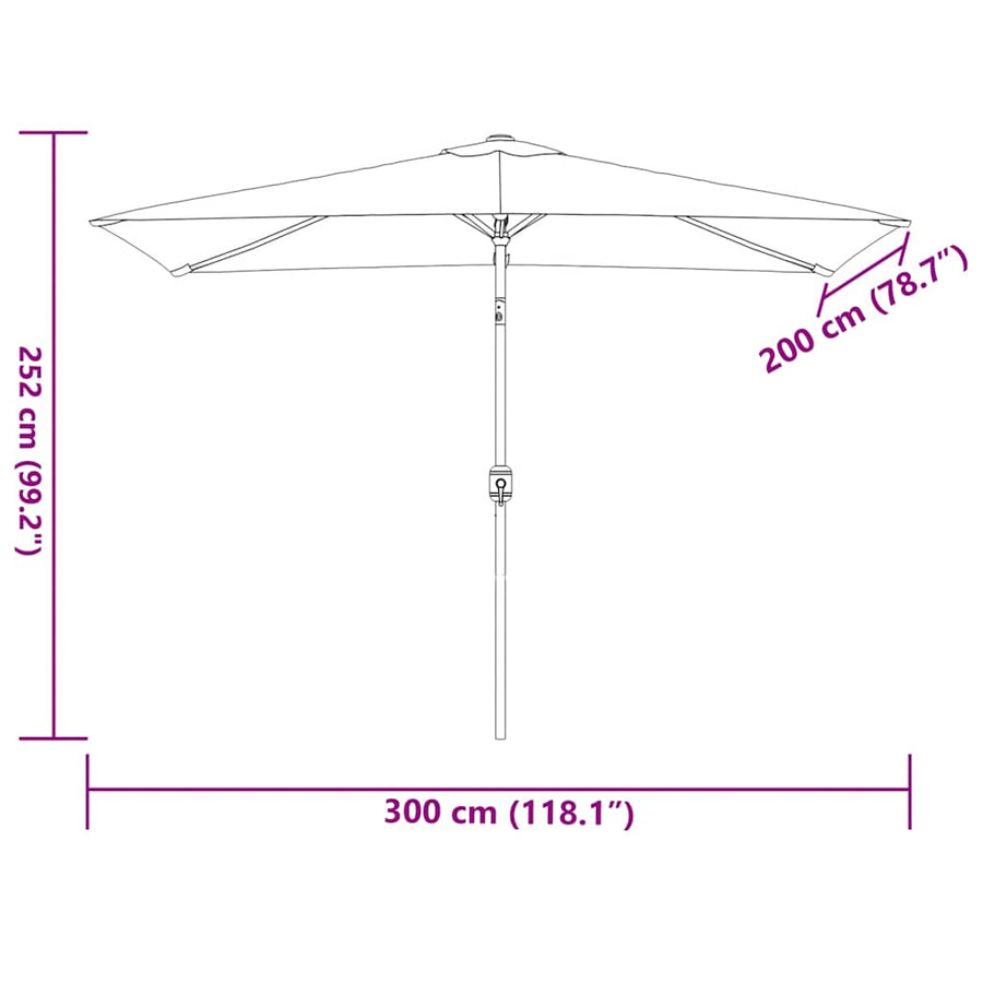 Parasol Met Metalen Paal 300X200 Cm Azuurblauw