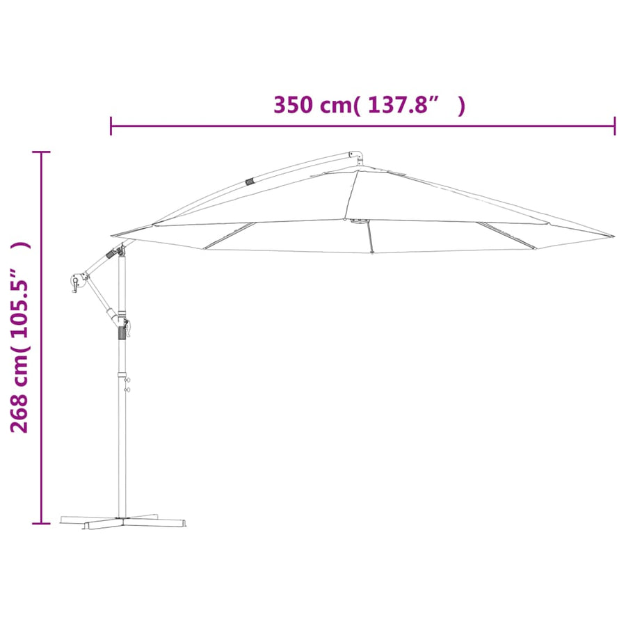 Zweefparasol Met Aluminium Paal 350 Cm Zwart