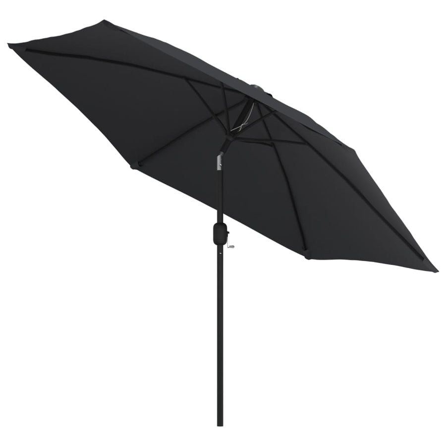 Parasol Met Led-Verlichting En Stalen Paal 300 Cm Zwart