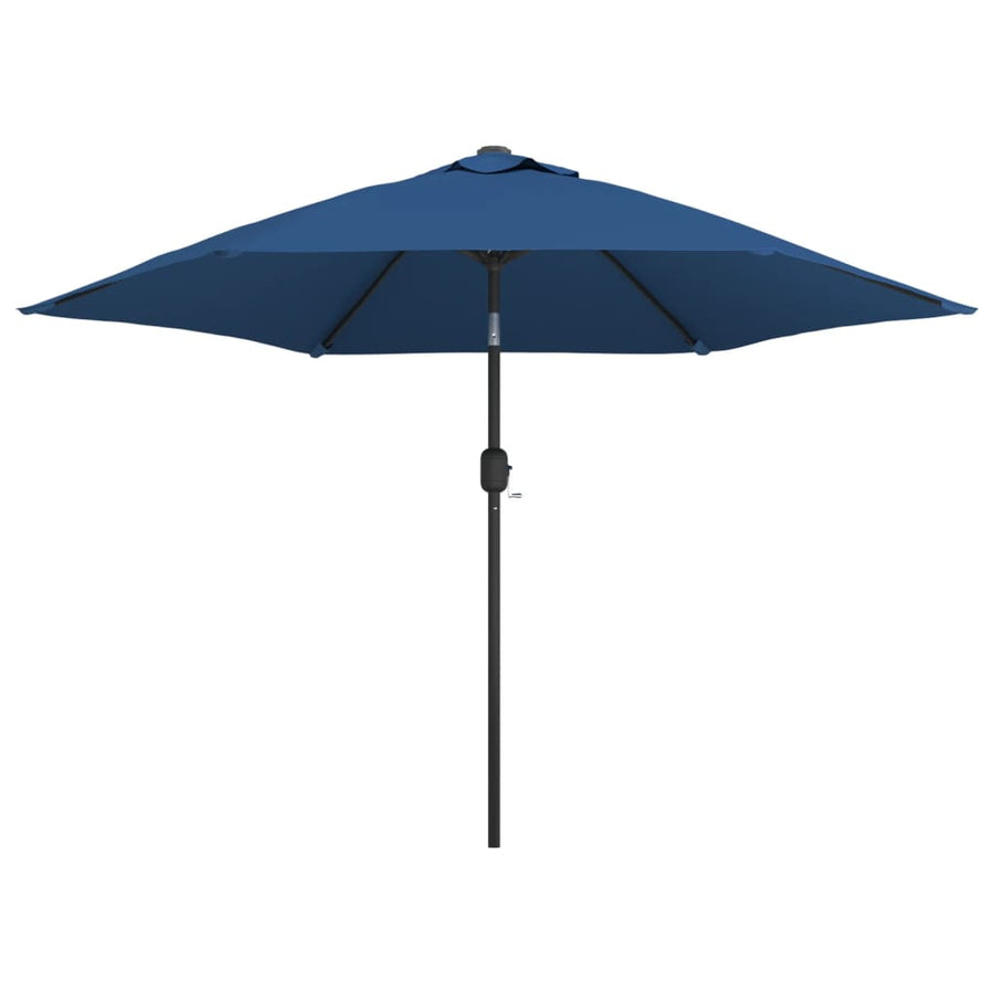 Parasol met LED-verlichting en stalen paal 300 cm azuurblauw