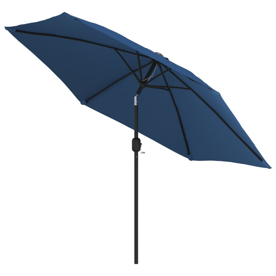 Parasol met LED-verlichting en stalen paal 300 cm azuurblauw
