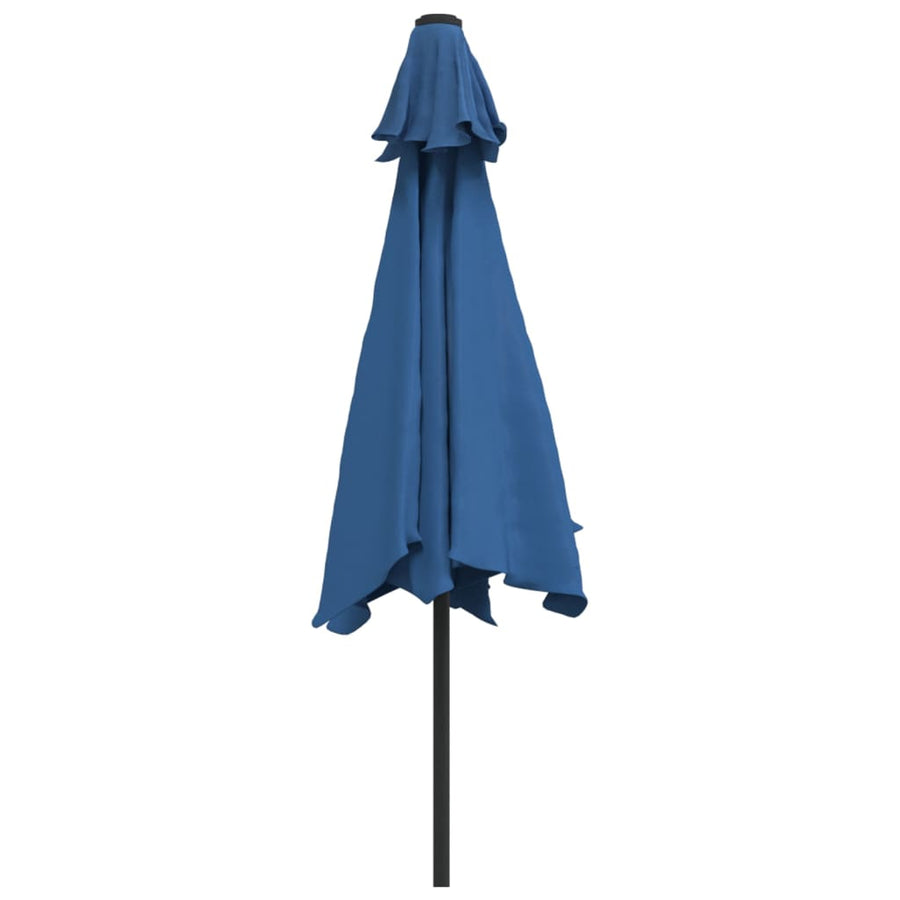 Parasol met LED-verlichting en stalen paal 300 cm azuurblauw