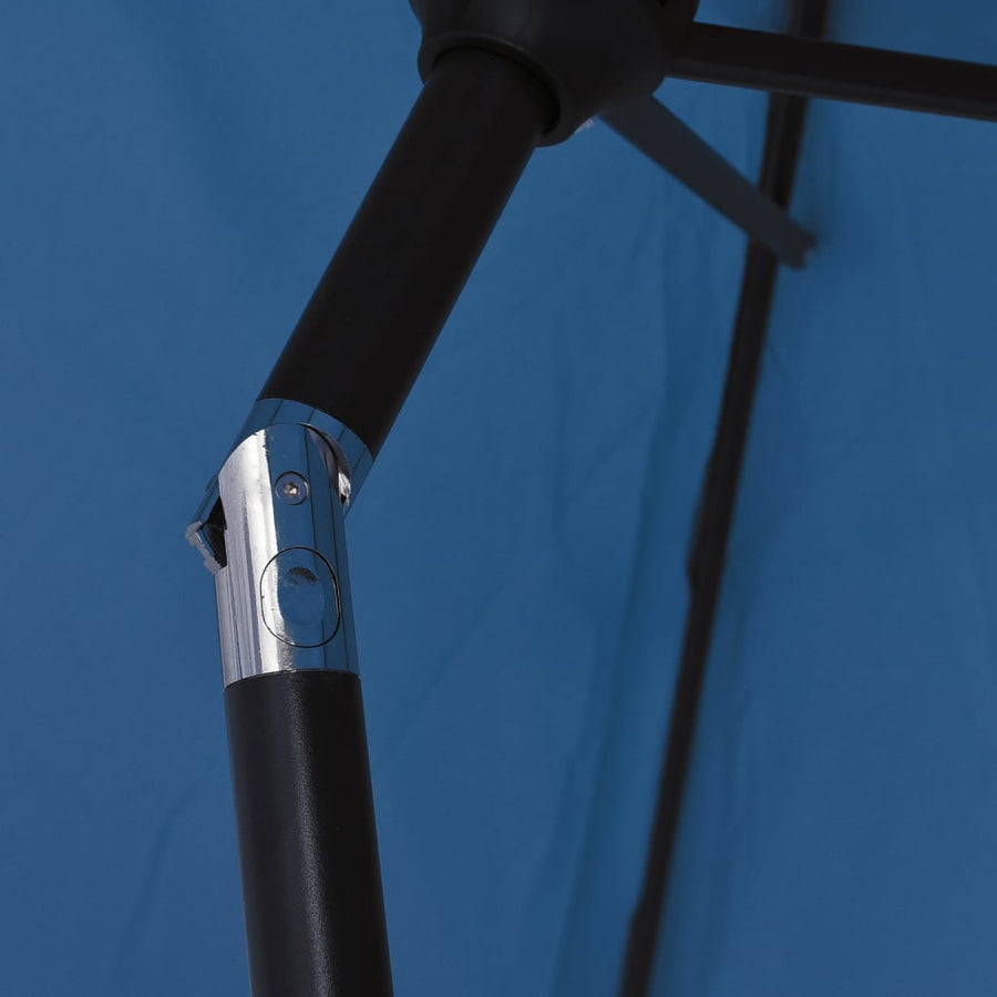 Parasol met LED-verlichting en stalen paal 300 cm azuurblauw