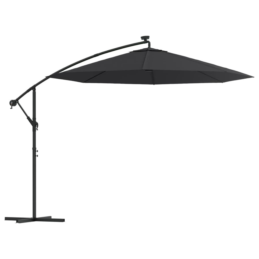 Zweefparasol Met Led-Verlichting En Stalen Paal 300 cm Zwart