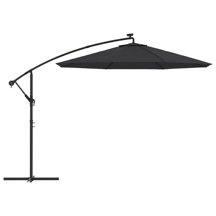 Zweefparasol Met Led-Verlichting En Stalen Paal 300 cm Zwart
