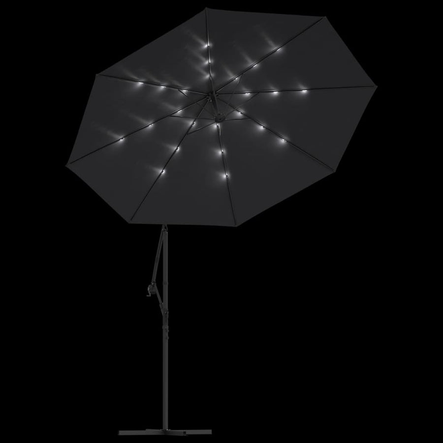 Zweefparasol Met Led-Verlichting En Stalen Paal 300 cm Zwart