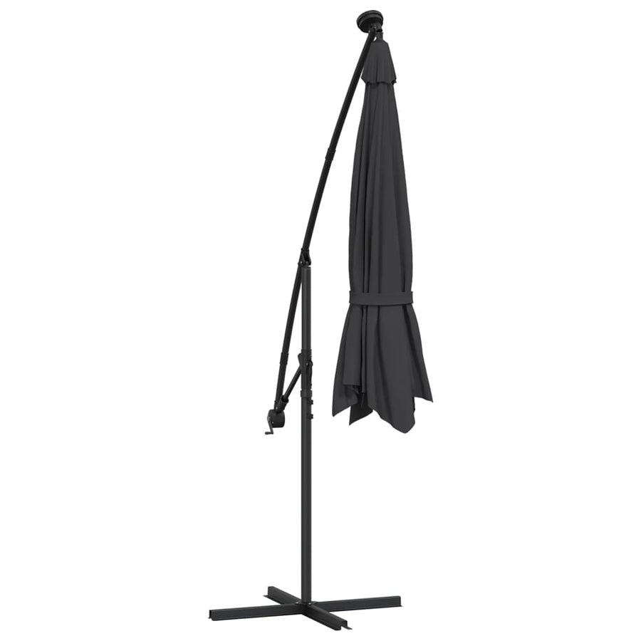 Zweefparasol Met Led-Verlichting En Stalen Paal 300 cm Zwart