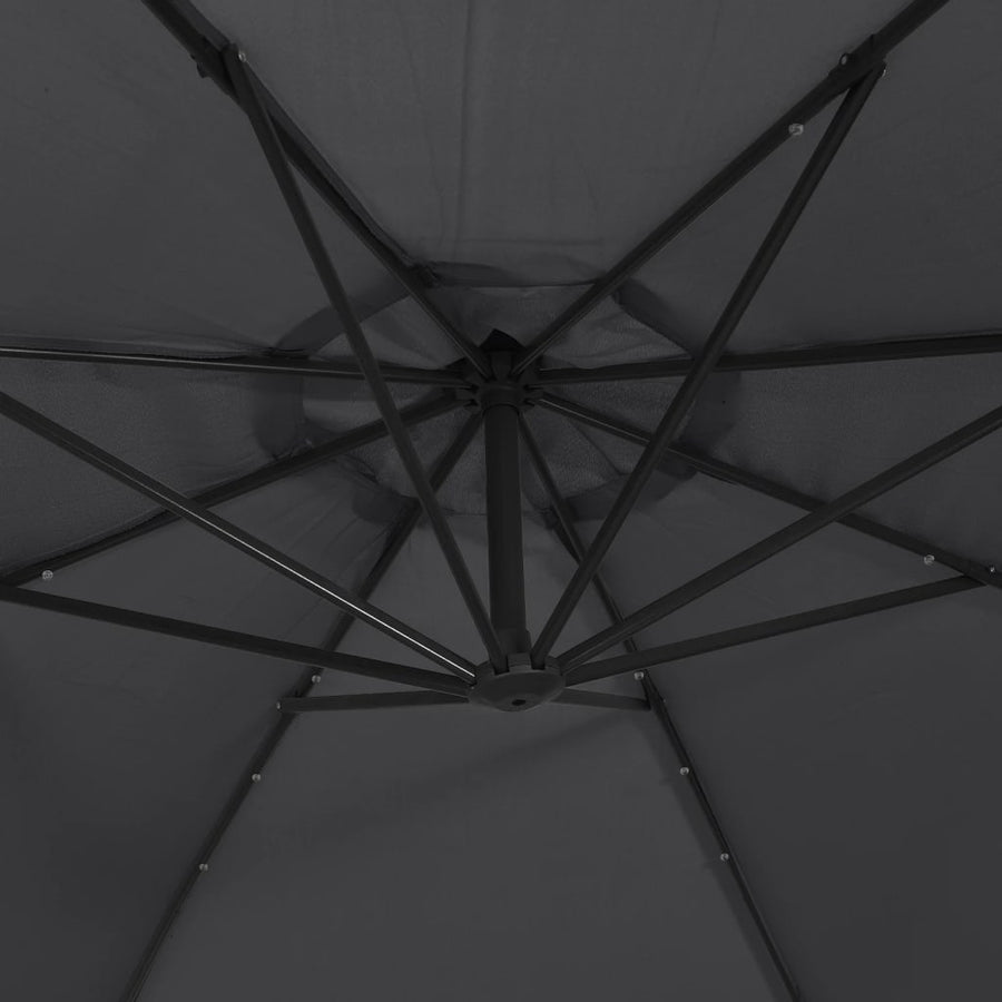 Zweefparasol Met Led-Verlichting En Stalen Paal 300 cm Zwart