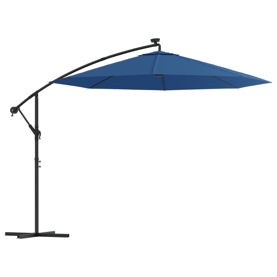 Zweefparasol Met Led-Verlichting En Stalen Paal Blauw 300 cm Azuurblauw