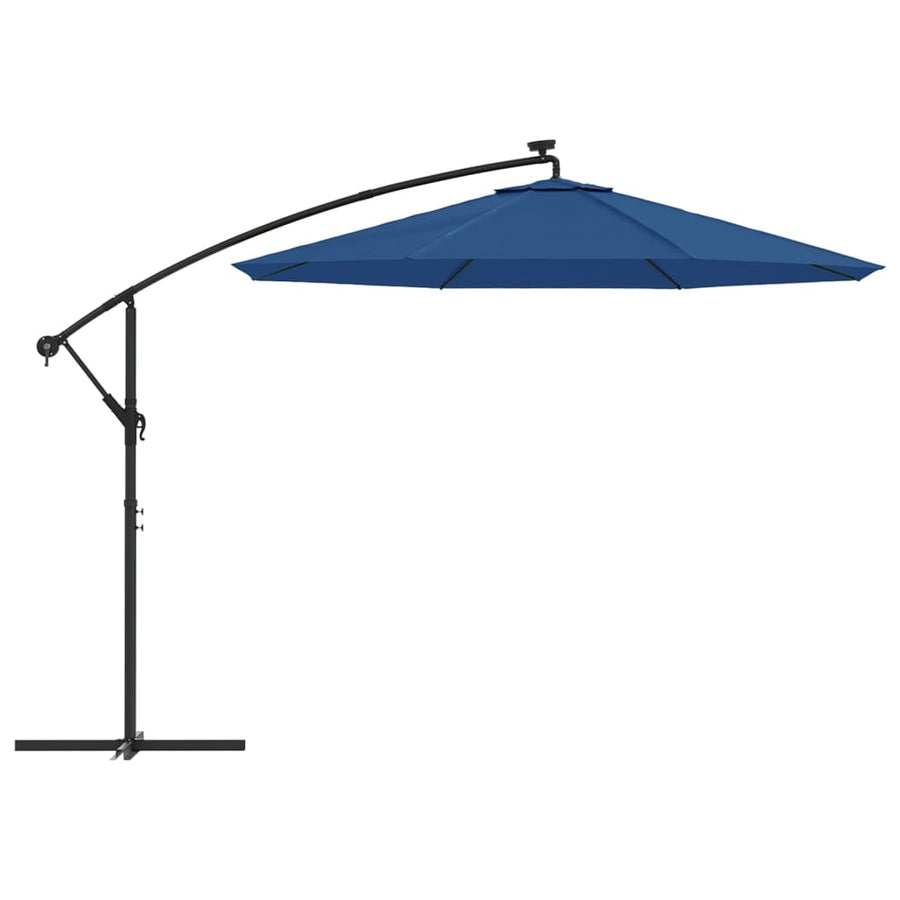 Zweefparasol Met Led-Verlichting En Stalen Paal Blauw 300 cm Azuurblauw
